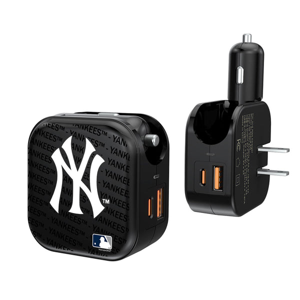 New York Yankees Text Backdrop 2 in 1 USB A/C Charger