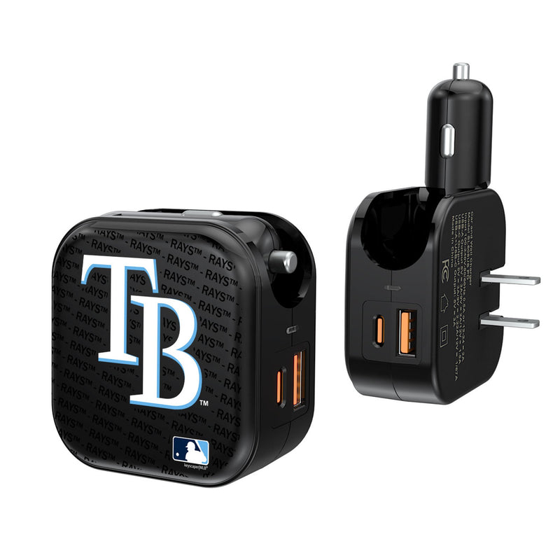 Tampa Bay Rays Text Backdrop 2 in 1 USB A/C Charger