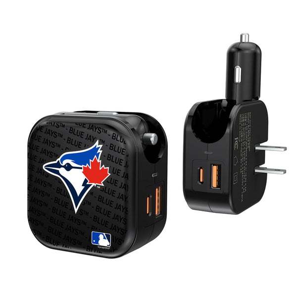 Toronto Blue Jays Text Backdrop 2 in 1 USB A/C Charger