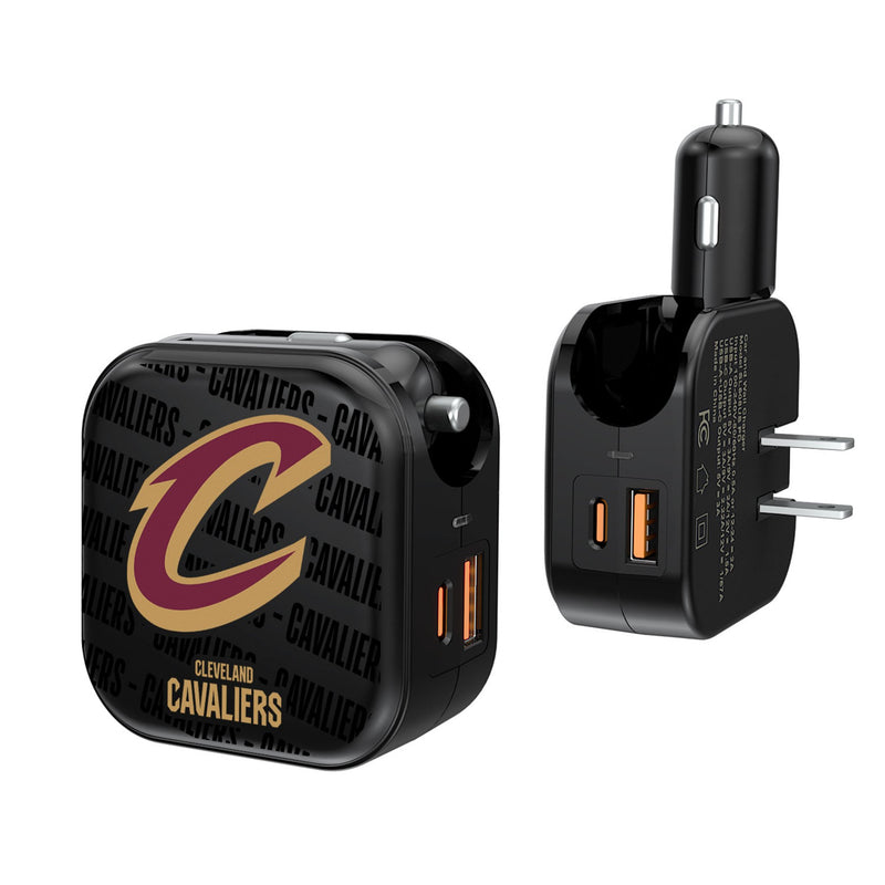 Cleveland Cavaliers Text Backdrop 2 in 1 USB A/C Charger