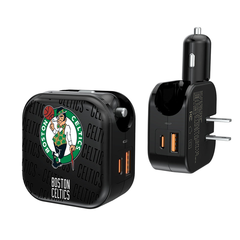 Boston Celtics Text Backdrop 2 in 1 USB A/C Charger