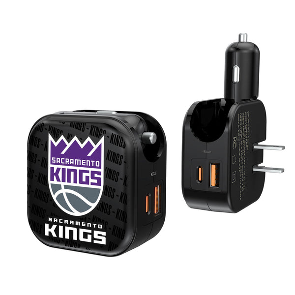 Sacramento Kings Text Backdrop 2 in 1 USB A/C Charger