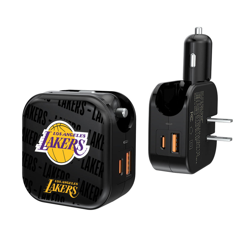 Los Angeles Lakers Text Backdrop 2 in 1 USB A/C Charger