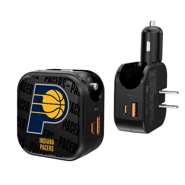 Indiana Pacers Text Backdrop 2 in 1 USB A/C Charger