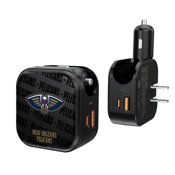 New Orleans Pelicans Text Backdrop 2 in 1 USB A/C Charger