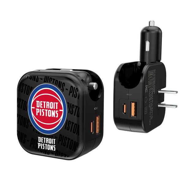 Detroit Pistons Text Backdrop 2 in 1 USB A/C Charger