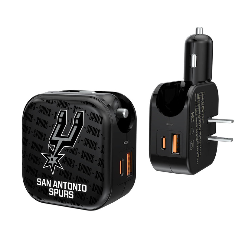 San Antonio Spurs Text Backdrop 2 in 1 USB A/C Charger