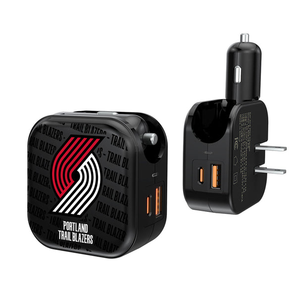 Portland Trail Blazers Text Backdrop 2 in 1 USB A/C Charger