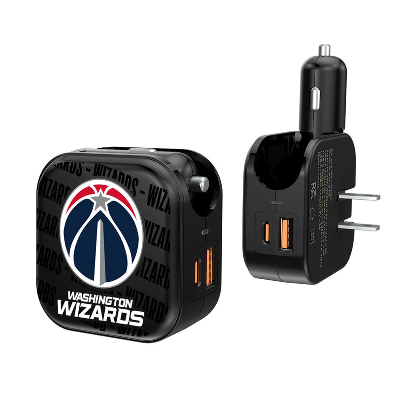 Washington Wizards Text Backdrop 2 in 1 USB A/C Charger