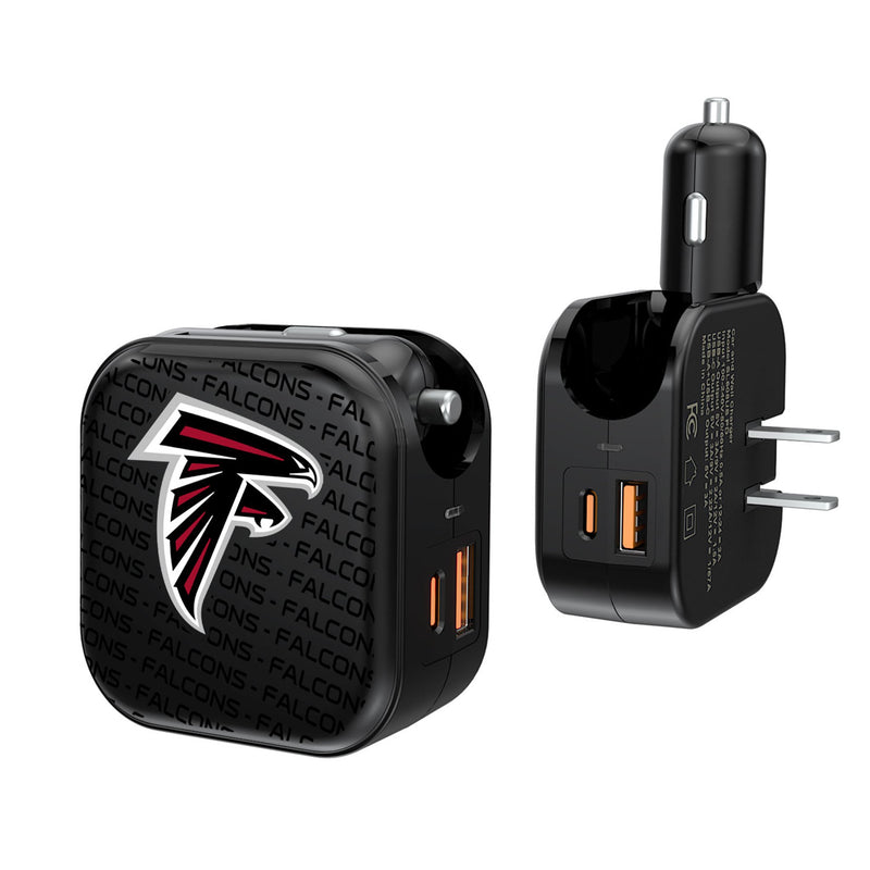 Atlanta Falcons Text Backdrop 2 in 1 USB A/C Charger