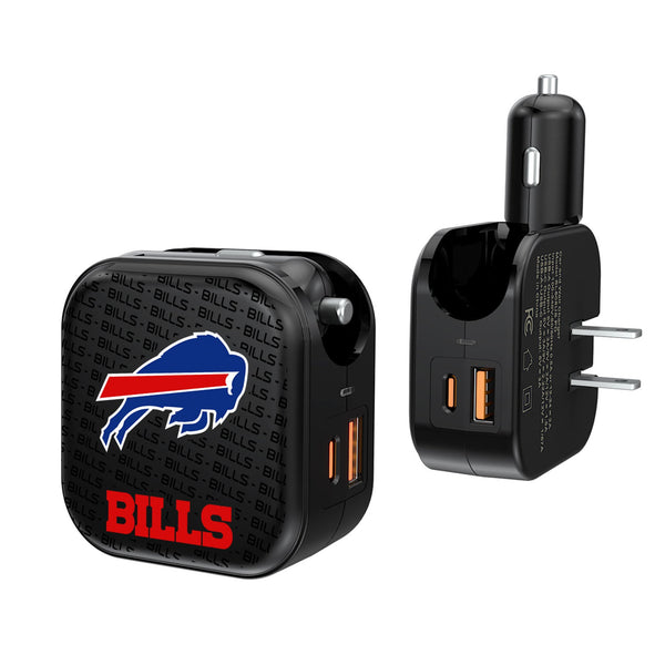 Buffalo Bills Text Backdrop 2 in 1 USB A/C Charger