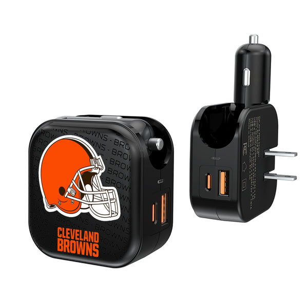 Cleveland Browns Text Backdrop 2 in 1 USB A/C Charger