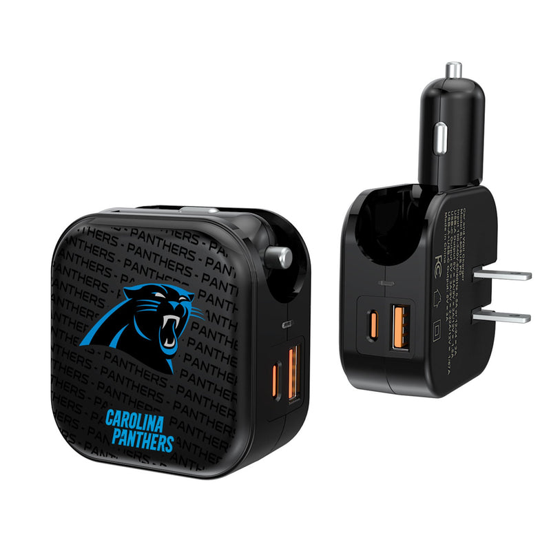 Carolina Panthers Text Backdrop 2 in 1 USB A/C Charger