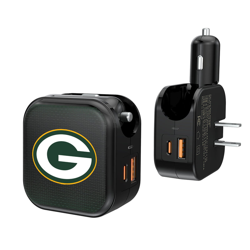 Green Bay Packers Linen 2 in 1 USB A/C Charger