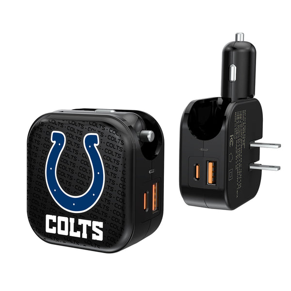 Indianapolis Colts Text Backdrop 2 in 1 USB A/C Charger