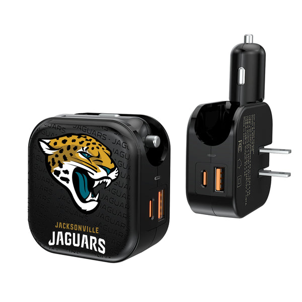 Jacksonville Jaguars Text Backdrop 2 in 1 USB A/C Charger