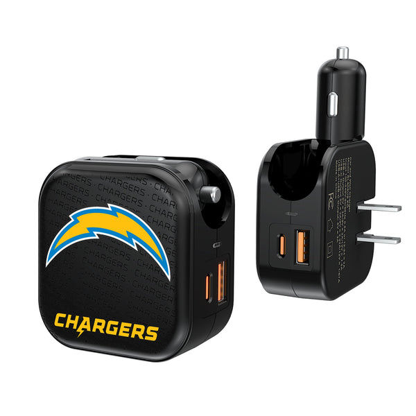 Los Angeles Chargers Text Backdrop 2 in 1 USB A/C Charger