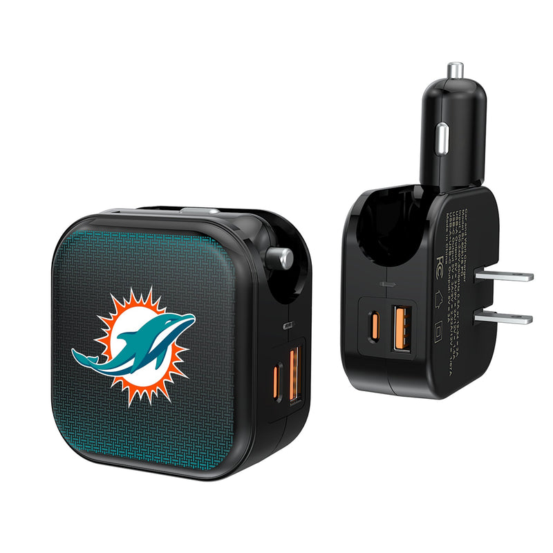 Miami Dolphins Linen 2 in 1 USB A/C Charger