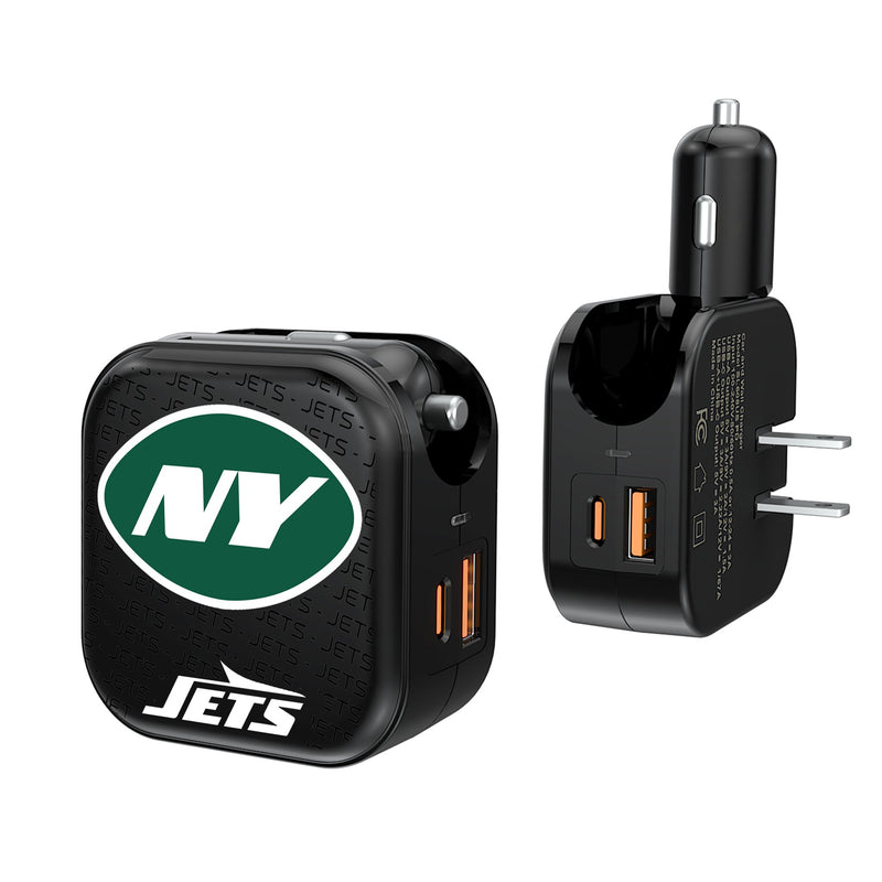 New York Jets Text Backdrop 2 in 1 USB A/C Charger