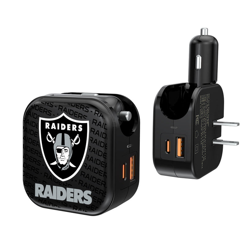 Las Vegas Raiders Text Backdrop 2 in 1 USB A/C Charger