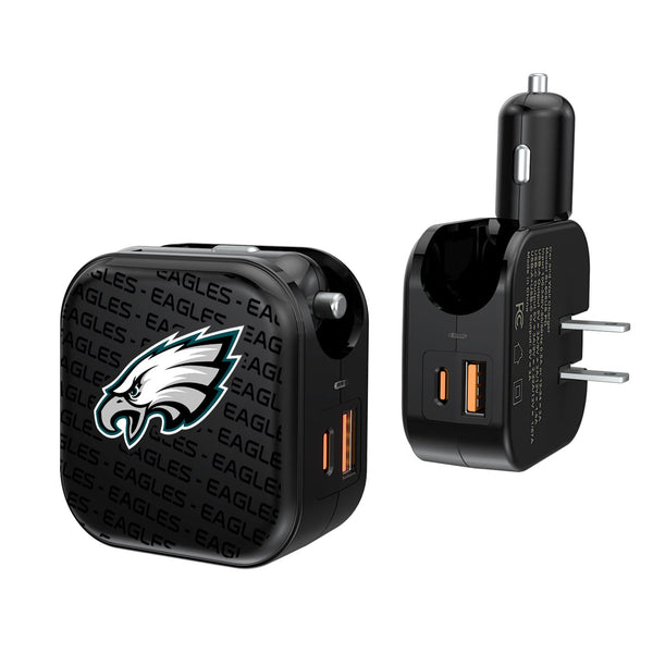 Philadelphia Eagles Text Backdrop 2 in 1 USB A/C Charger