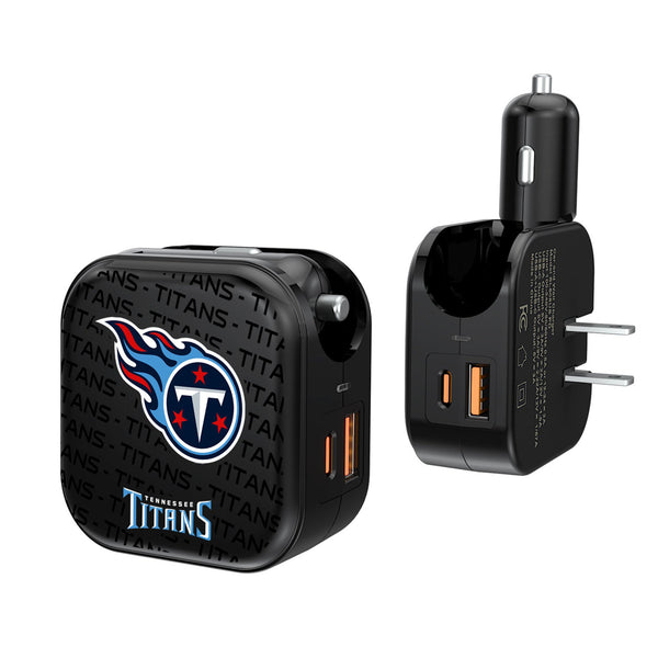 Tennessee Titans Text Backdrop 2 in 1 USB A/C Charger