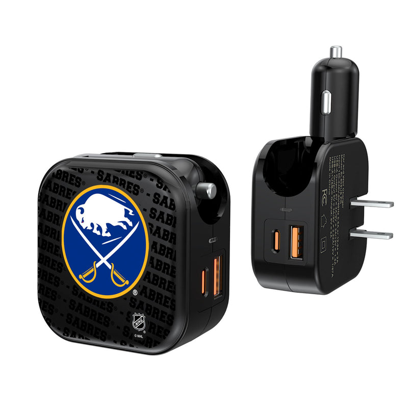 Buffalo Sabres Text Backdrop 2 in 1 USB A/C Charger