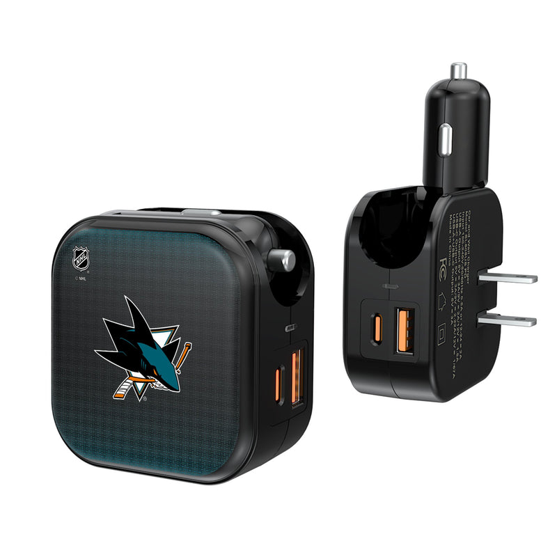 San Jose Sharks Linen 2 in 1 USB A/C Charger