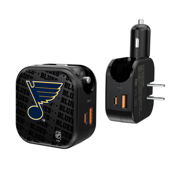 St. Louis Blues Text Backdrop 2 in 1 USB A/C Charger