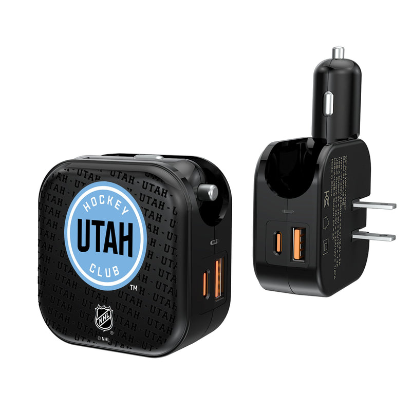 Utah Hockey Club Text Backdrop 2 in 1 USB A/C Charger