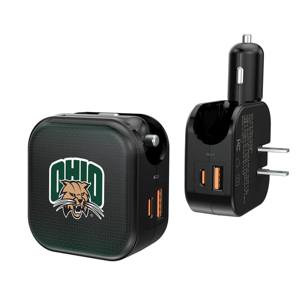 Ohio University Bobcats Linen 2 in 1 USB A/C Charger