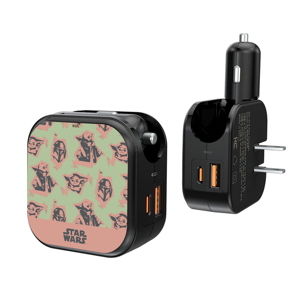 Star Wars: The Mandalorian Grogu Pattern 2 in 1 USB A/C Charger