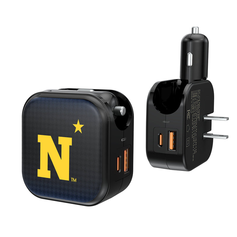 United State Naval Academy Midshipmen Linen 2 in 1 USB A/C Charger