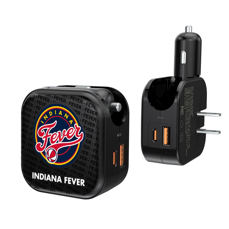 Indiana Fever Text Backdrop 2 in 1 USB A/C Charger