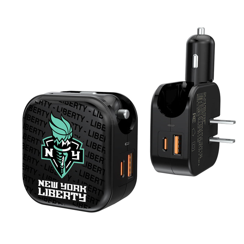 New York Liberty Text Backdrop 2 in 1 USB A/C Charger