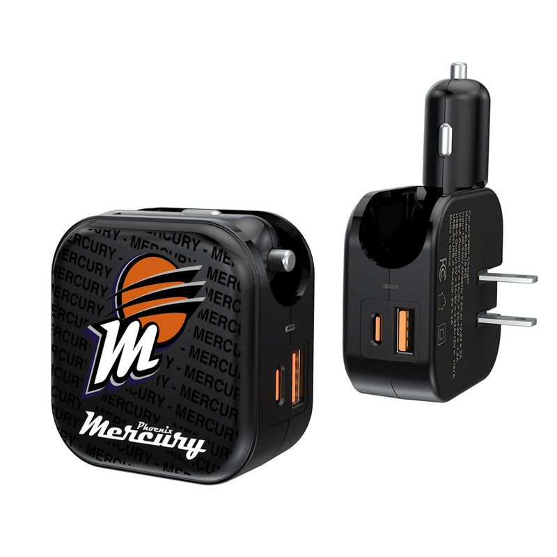 Phoenix Mercury Text Backdrop 2 in 1 USB A/C Charger