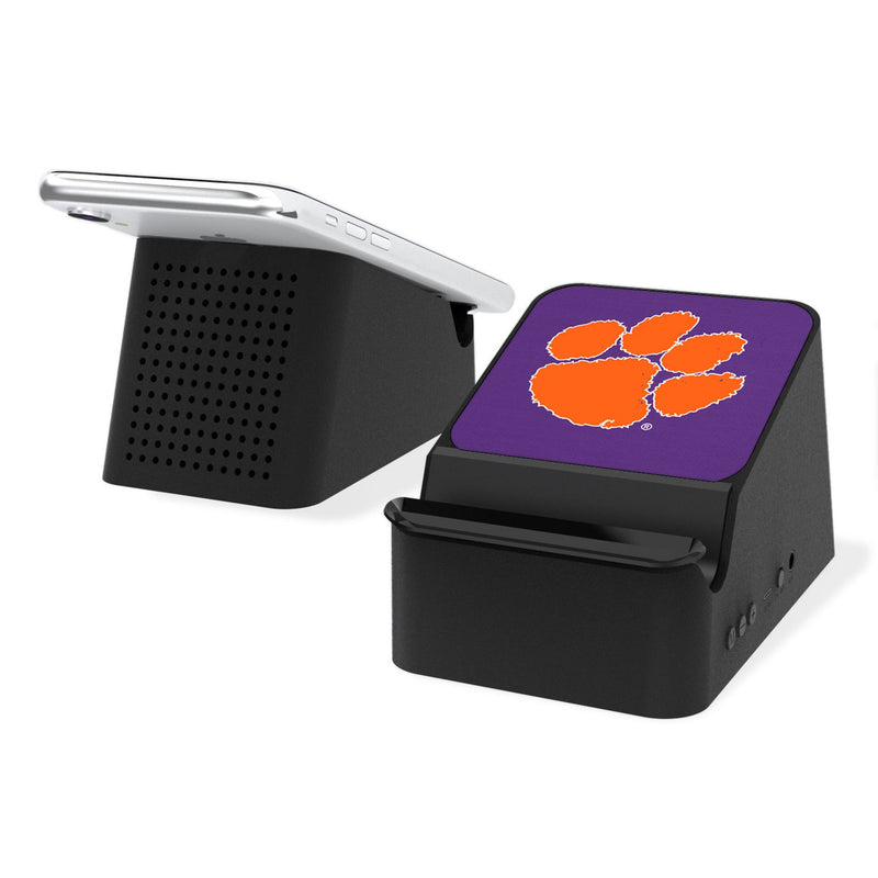 Clemson University Tigers Solid Wireless Charging Station and Bluetooth Speaker