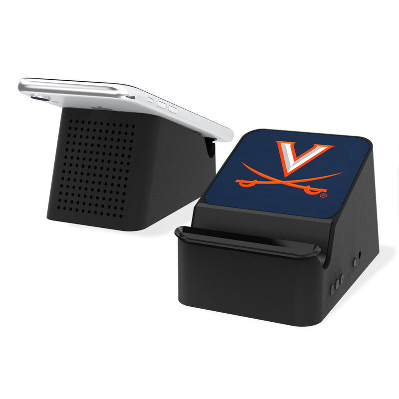 University of Virginia Cavaliers Solid Wireless Charging Station and Bluetooth Speaker