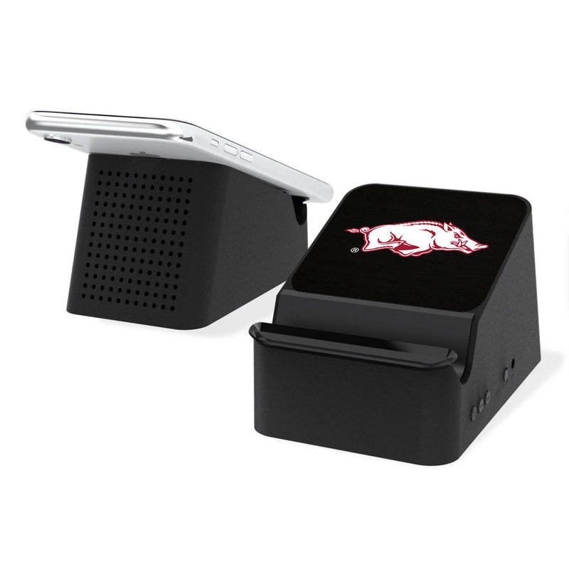 University of Arkansas Fayetteville Razorbacks Solid Wireless Charging Station and Bluetooth Speaker