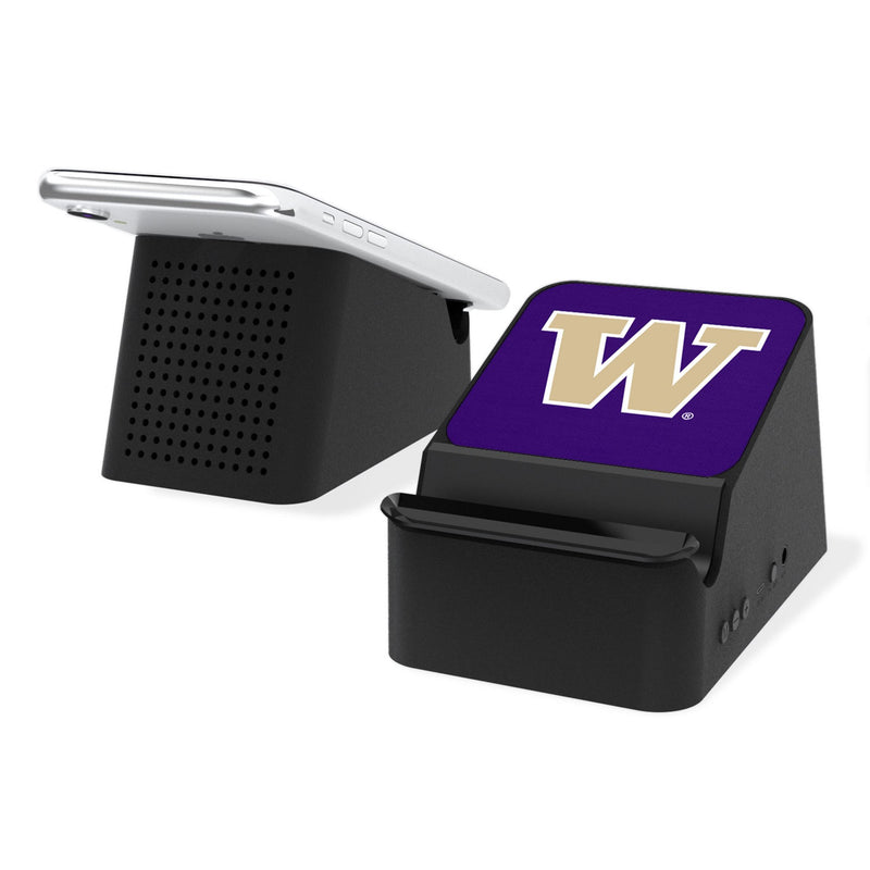 University of Washington Huskies Solid Wireless Charging Station and Bluetooth Speaker