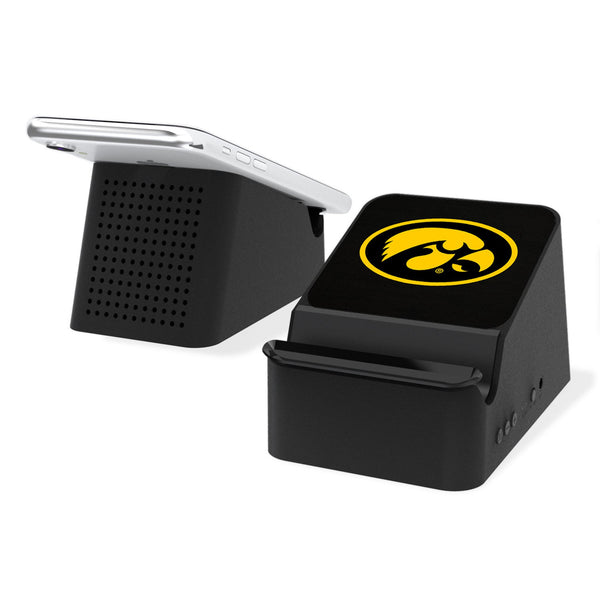 University of Iowa Hawkeyes Solid Wireless Charging Station and Bluetooth Speaker