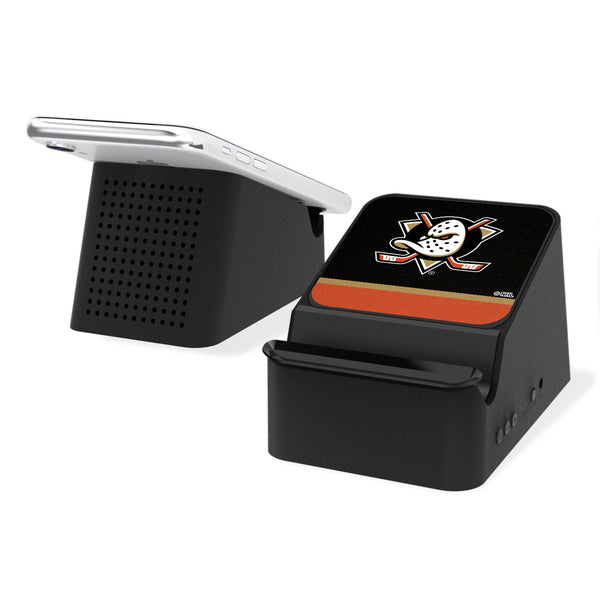 Anaheim Ducks Stripe Wireless Charging Station and Bluetooth Speaker