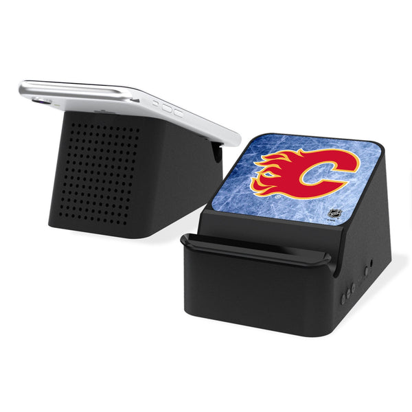 Calgary Flames Ice Flood Wireless Charging Station and Bluetooth Speaker