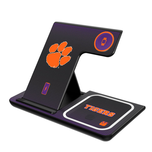 Clemson University Tigers Linen 3 in 1 Charging Station