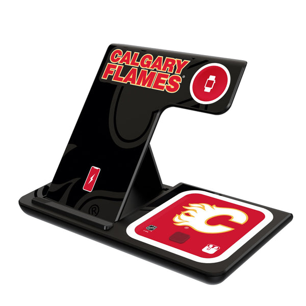 Calgary Flames Monocolor Tilt 3 in 1 Charging Station