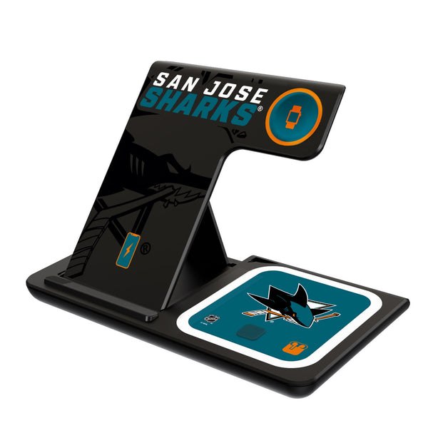 San Jose Sharks Monocolor Tilt 3 in 1 Charging Station