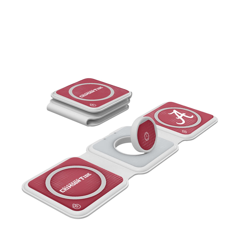 University of Alabama Crimson Tide Script A Hatch Foldable 3 in 1 Charger