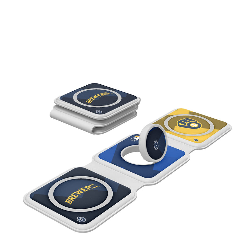 Milwaukee Brewers Color Block Foldable 3 in 1 Charger