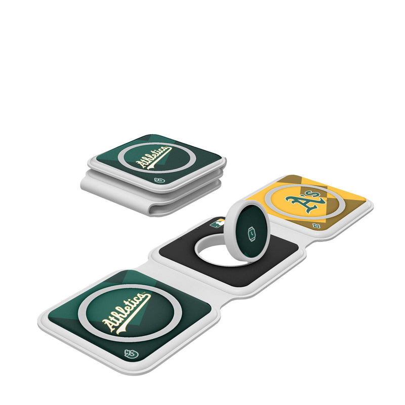 Oakland Athletics Color Block Foldable 3 in 1 Charger