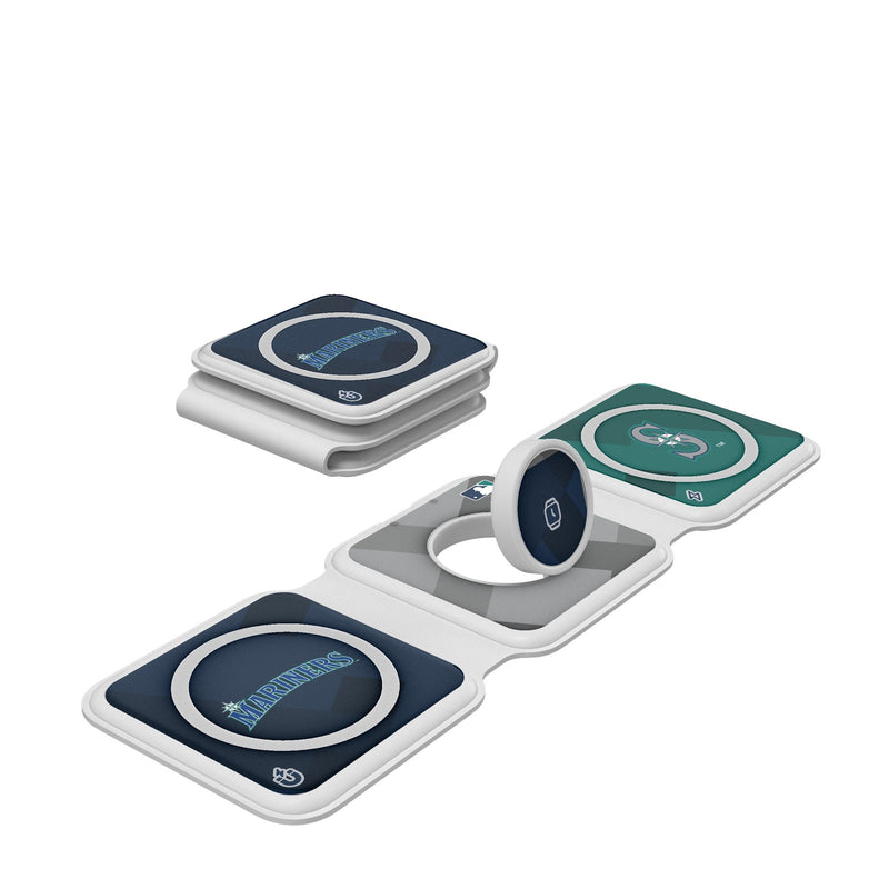 Seattle Mariners Color Block Foldable 3 in 1 Charger